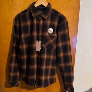 Flannel Shirt Mens Small Thermal Lined Brown Plaid Nomad